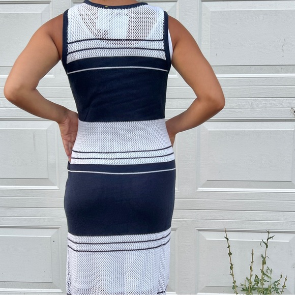 Small knit blue and white midi dress - Picture 1 of 6